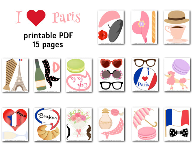 Paris photo booth props printable Clearance