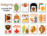 Happy Thanksgiving Party Photo Booth Props, Printable Fall Festival PhotoBooth Props, 0104