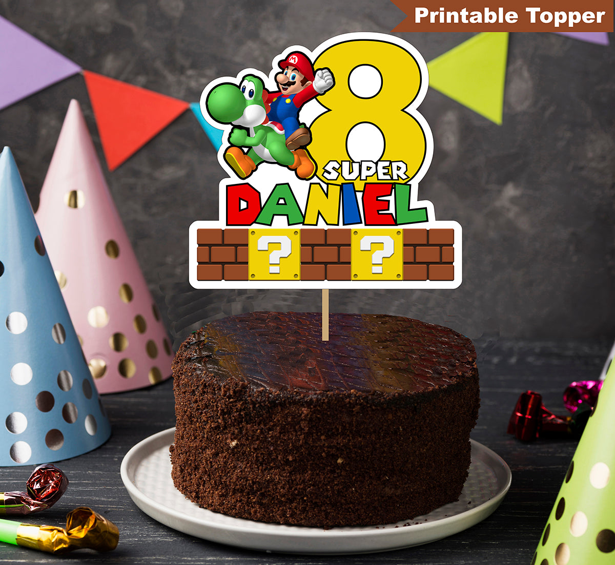 Personalized Super Mario Cake Topper / Super Mario Birthday Cake Topper ...