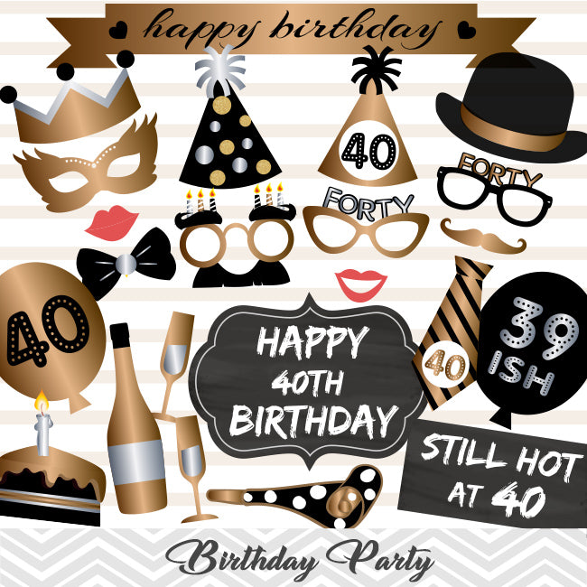 Gold Silver Fourty Birthday Party Photo Booth Props, 30th Birthday Photo Booth Props – Tracy Digital Design gold-silver-fourty-birthday-party-photo-booth-props-30th-birthday-photo-booth-props-tracy-digital-design