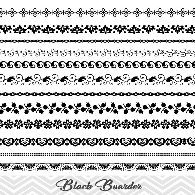 Black Border Clip Art, Flourish Swirl Border Clipart, Flower Border Scrapbook Embellishment Decor – Tracy Digital Design