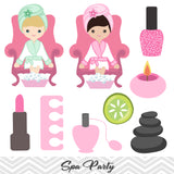 Spa Girls Digital Clip Art, Girls Spa Party Clipart, 00182