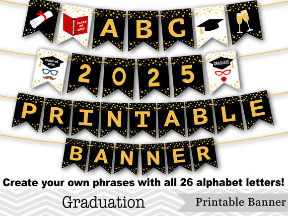 Printable Graduation Bunting, Digital Class of 2025 Banner, 2025 Graduation Party Bunting, Digital Grads Banner 0291