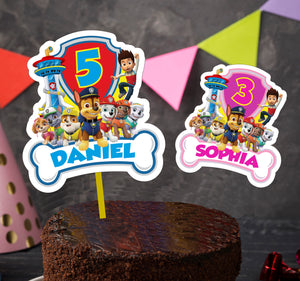 Printable Paw Patrol Cake Topper, DIY Paw Patrol Party Centerpiece, Personalized Paw Patrol Party Cupcake Topper, P0018