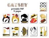 Gatsby Photo Booth Props, Printable Roaring 20s Party Photo Booth Props, 0312