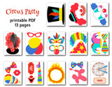 Circus Party Photo Booth Props, Printable Carnival Party PhotoBooth Props, 0373