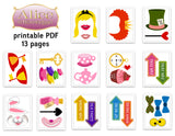 Printable Alice in Wonderland Party Photo Booth Props, 0380