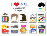 1980's Party Photo Booth Props, Printable Retro 1980s Party Photo Booth Props, 0385