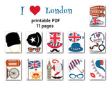 British Party Party Photo Booth Props, Printable England London Travel PhotoBooth Props, 0398