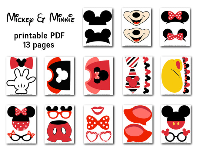 Mickey Photo Booth Props, Red Minnie Photo Booth Props – Tracy Digital ...