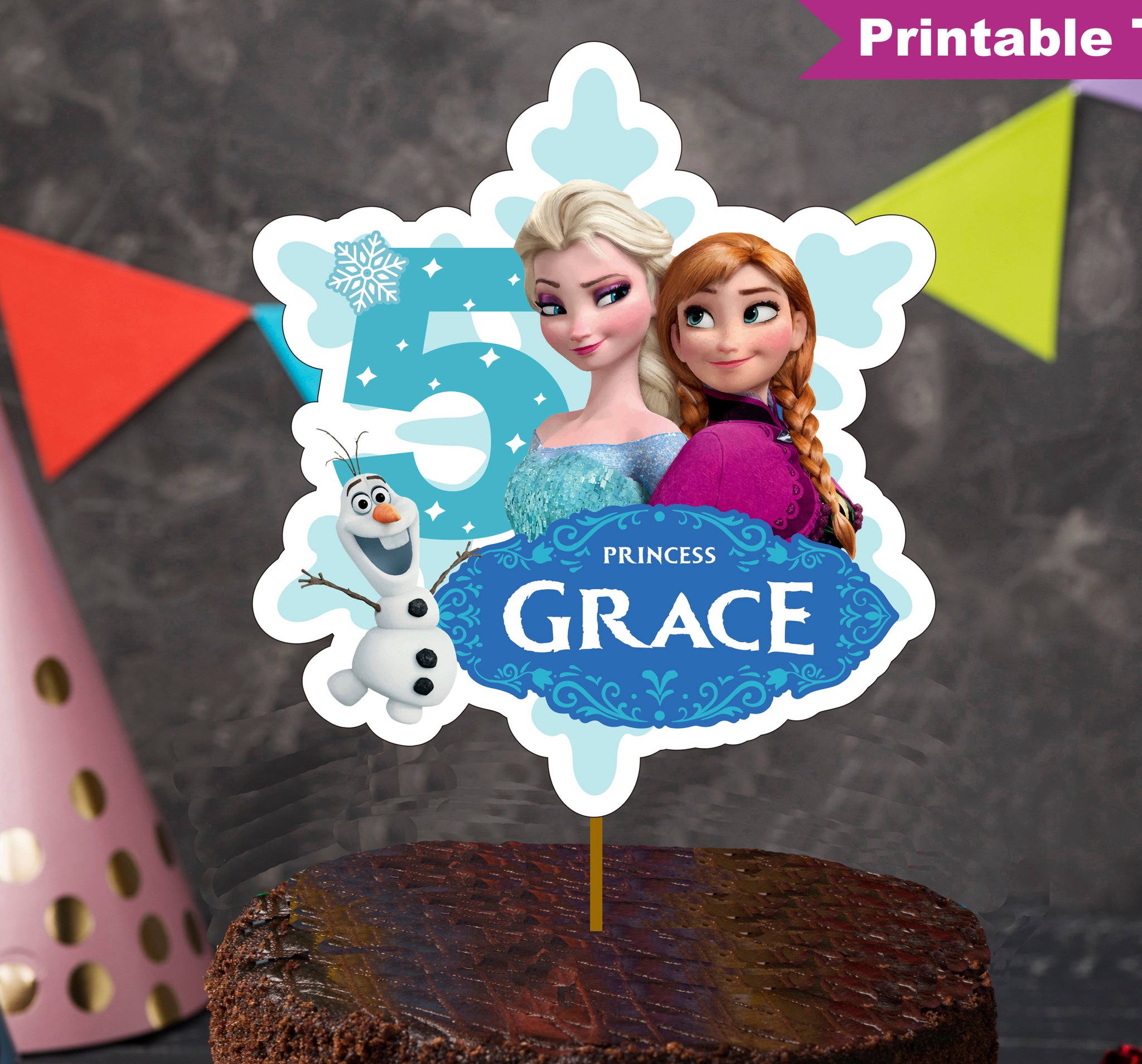 Printable Frozen Birthday Cake Topper Personalized Frozen Anna Elsa Cake  Topper – Tracy Digital Design