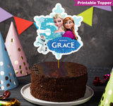 Printable Frozen Birthday Cake Topper, Personalized Frozen Party Centerpiece, Printable Frozen Party Cupcake Topper, Anna and Elsa Party Deco P00011