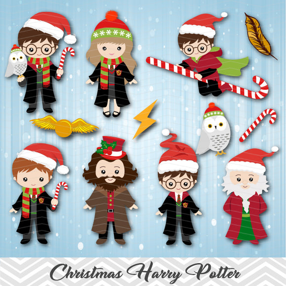 Christmas Harry Potter Digital Clipart, Harry Potter Christmas Clip Art, 00282