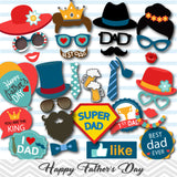 Happy Father's Day Photo Booth Props, Printable Love Dad Party PhotoBooth Props, 0284