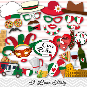 Italy Party Photo Booth Props, Printable Inspired Italian Party PhotoBooth Props, 0046