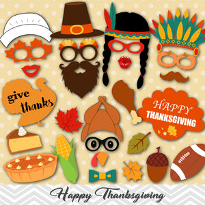 Happy Thanksgiving Party Photo Booth Props, Printable Fall Festival PhotoBooth Props, 0104
