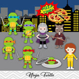 Ninja Turtle Clip Art, TMNT Clipart, Ninja Turtle Pizza Party Clipart, 00196