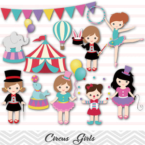 Circus Clip Art, Circus Girls Clipart, Carnival Clipart, 00193
