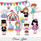 Circus Clip Art, Circus Girls Clipart, Carnival Clipart, 00193