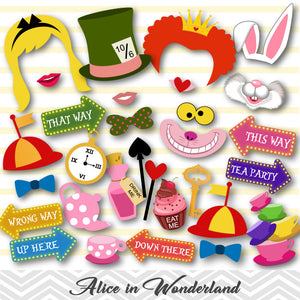 Printable Alice in Wonderland Party Photo Booth Props, 0380
