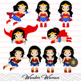 Wonder Woman Digital Clip Art, Superhero Clipart, 0148