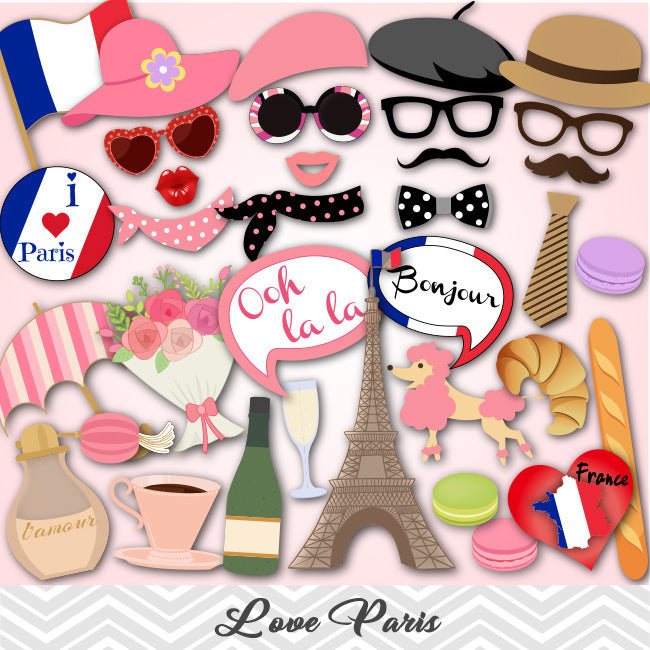 Paris Props France Paris Photo Booth Props – Tracy Digital Design
