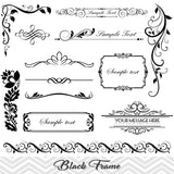 Black Frame Border Clipart, Flourish Swirl Frame Clip Art, Scrapbook Embellishment Decor 00006