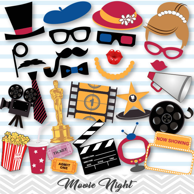 Movie Party Photo Booth Props – Tracy Digital Design movie-party-photo-booth-props-tracy-digital-design