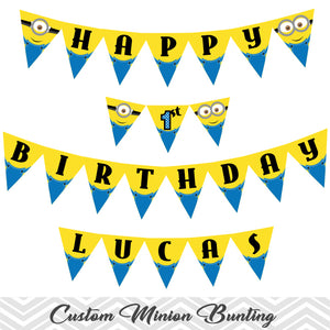 Printable Minion Bunting, Printable Minion Banner, Minion Birthday Party Banner, 00006