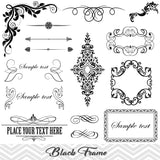 Black Frame Border Clipart, Gold Flourish Swirl Frame Clip Art, Vintage Frame Border Scrapbook Embellishment, 00015