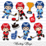 Boys Hockey Digital Clip Art, Sport Boys Hockey Team Clipart, 00251