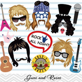 Guns N Roses Photo Booth Props, Printable Pop Star PhotoBooth Props, 0210