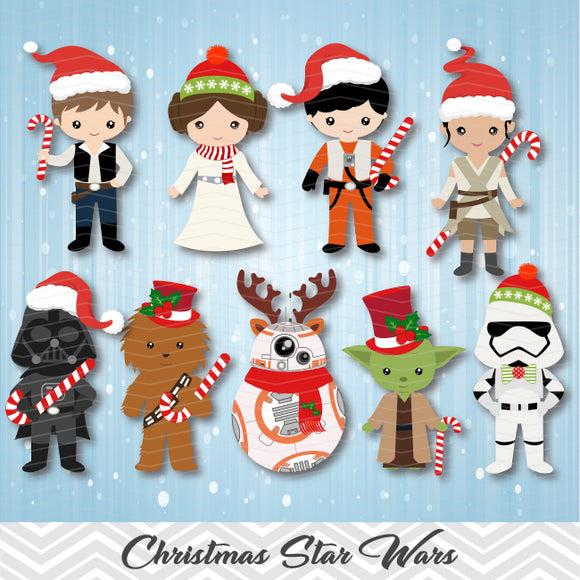 Christmas Star Wars Digital Clip Art, Star Wars Party Clipart, 0291
