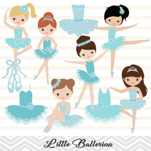 Blue Ballerina Digital Clip Art, Blue Ballet Dancer Clipart, Blue Ballet Girl Clipart, 00181