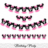 Printable Minnie Birthday Banner, Digital Minnie Party Bunting/Banner, 0005