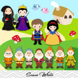 Snow White Clip Art, Seven Dwarves Clipart, Snow White Princess Clipart, 00195