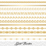 GOLD Border Clip Art, Flourish Swirl Border, Gold Flower Border Scrapbooking Embellishments Decor 00101
