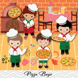 Pizza Party Clip Art, Little Chef Little Boy Pizza Clipart, 00241
