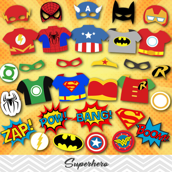 Superhero Photo Booth Props, Printable Superhero Avengers Party PhotoBooth Props, 0374