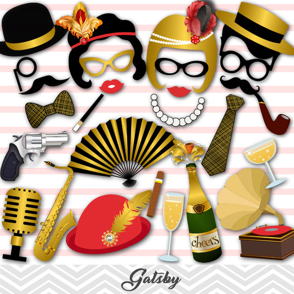 Roaring 20s Photo Booth Props, 43pcs Gatsby Photo Booth Props, - Import It  All