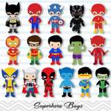 32 Little Boy Superher Digital Clip Art, Boys Superhero Clipart, Avengers Marvel Clip Art, 00265