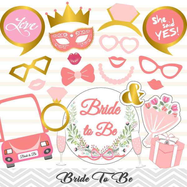 Bridal Shower Photo Booth Props, Bachelorette Party Props, Bride To Be