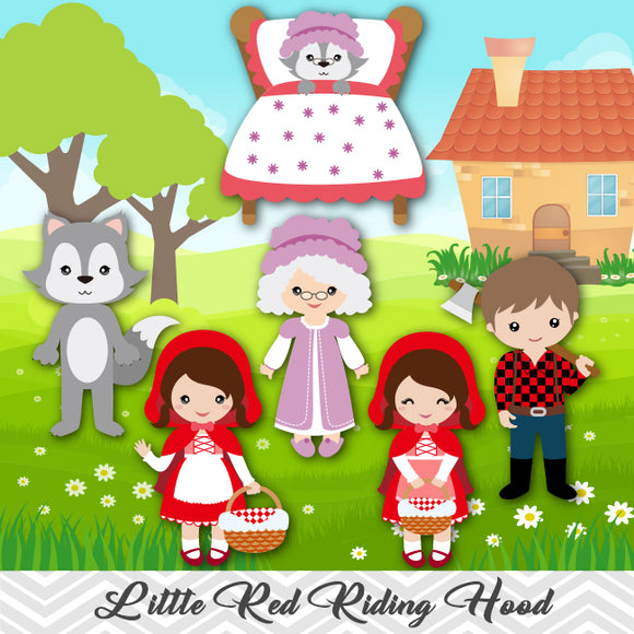 Little Red Riding Hood Digital Clip Art, Little Red Riding Hood Clipart, 00250