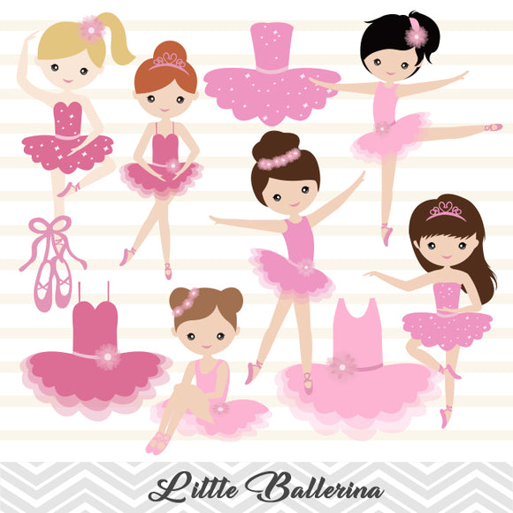 Pink Ballerina Digital Clip Art, Ballet Dancer Girls – Tracy Digital Design