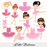 Pink Ballerina Digital Clip Art, Pink Ballet Dancer Clipart, Pink Ballet Girl Clipart, 00179