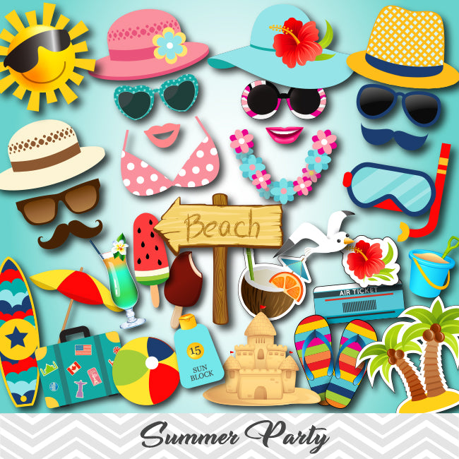 Printable Summer Beach Photo Booth Props – Tracy Digital Design for Free Printable Photo Booth Props Template