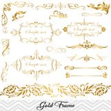 Golden Frame Border Clipart, Gold Flourish Swirl Frame Clip Art, 00026