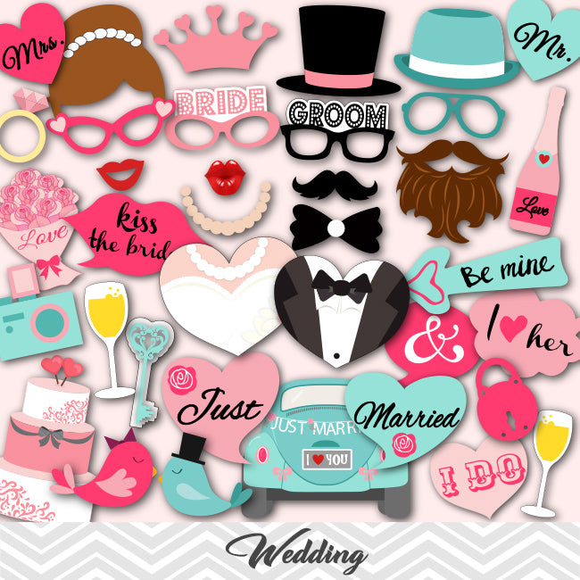 Wedding Party Photo Booth Props – Tracy Digital Design