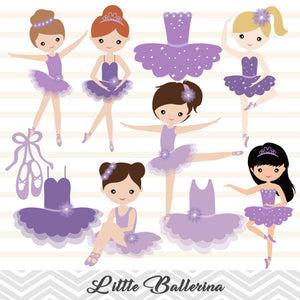 Purple Ballerina Digital Clip Art, Purple Ballet Dancer Clipart, Purple Ballet Girl Clipart, 00180