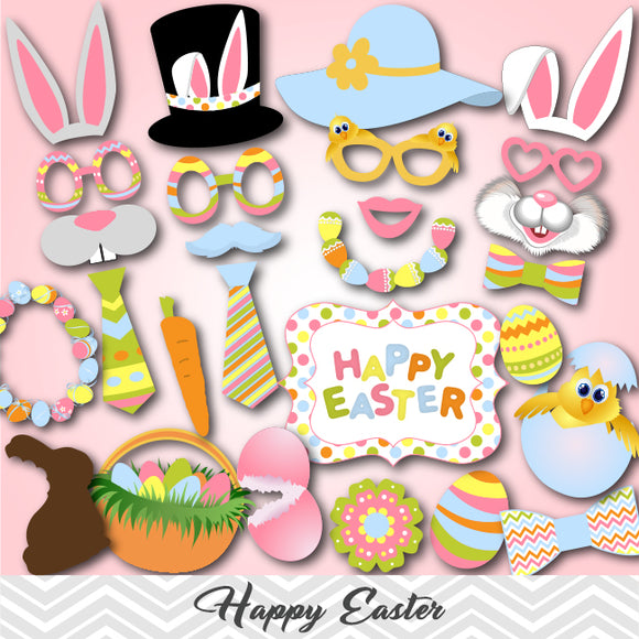 Happy Easter Photo Booth Props, Spring Easter Party Photo Booth Props, 0155